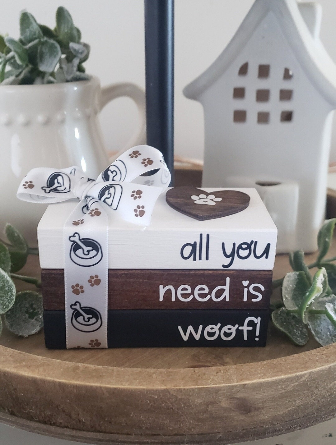 Dog Mini Book Stack/dog Lovers/paw Prints/fur Babies/gift for Pet Lover ...