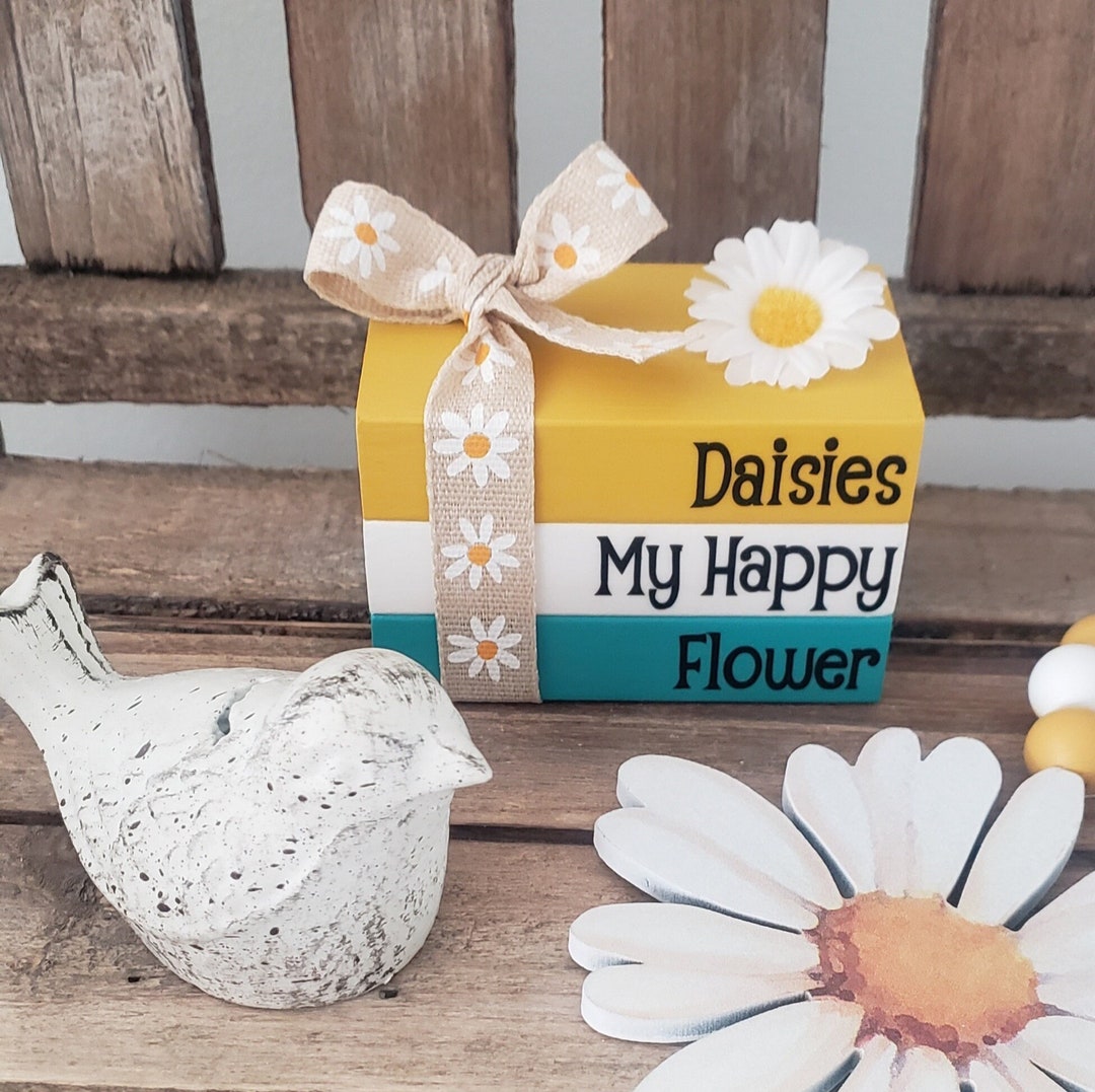 Daisy Mini Book Stack/spring/summer/my Happy Flower/tiered Tray Decor ...