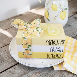 Lemon Mini Book Stack/Market Fresh Lemons/Farmhouse/Summer/Tiered Tray Decor/A BayCountry Original Design
