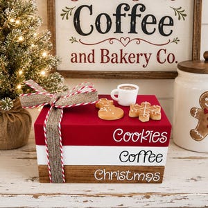 Christmas Cookies And Coffee  Mini Book Stack/Tiered Tray Decor/ Hot Coffee Bar/A BayCountry Original Design