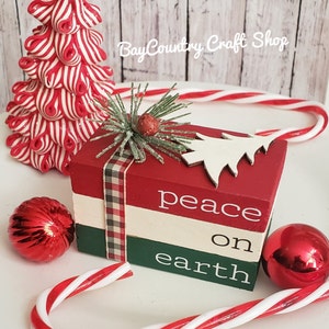 Christmas Mini Book Stack/Peace o Earth/Tier Tray Decor/A BayCountry Original Design