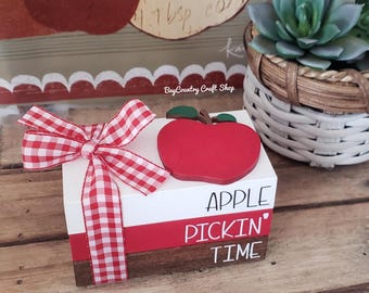 Fall Apple Mini Book Stack/Autumn/Harvest/Farmhouse/Tiered Tray Decor/Rae Dunn Inspired/A BayCountry Original Design