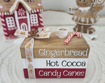 Christmas Mini Book Stack/Gingerbread/Hot Cocoa/Candy Canes/Tiered Tray Decor/Hot Cocoa Bar/Christmas Gift