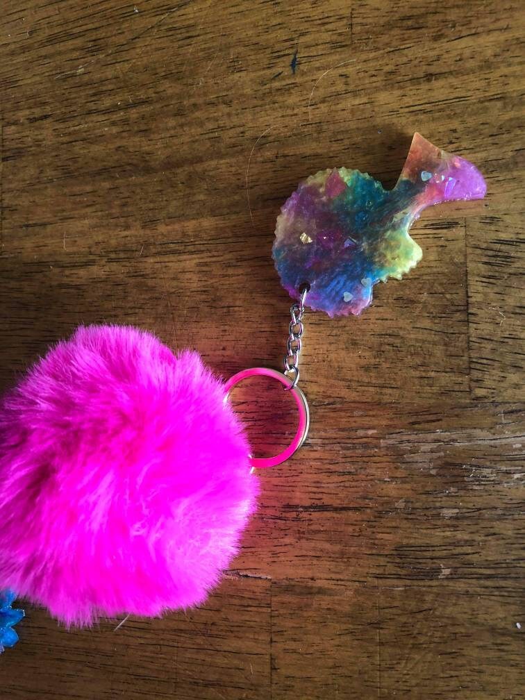 African American Resin Hot Pink Fluffy Fuzzy Ball keychain Etsy