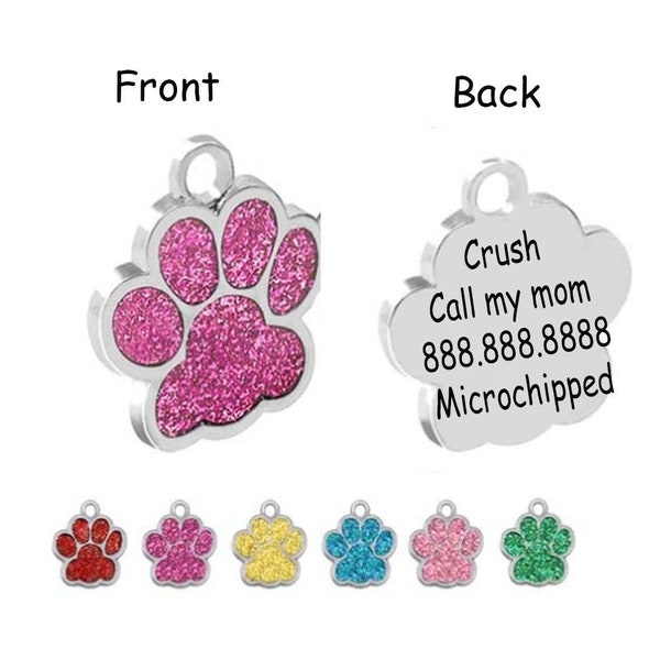 GBA Stainless Steel Dog ID Tag Personalized Dog Tag Rhinestone Dog Tag Bling Dog Tag Stainless Steel Bone Shaped Dog Tag With Rhinestones-B8