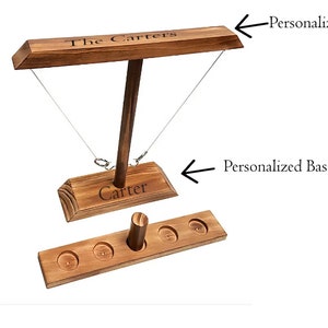 Ring Toss Shot Game - Personalized ring toss -Wooden Ring and Hook Drinking Game with Shot Ladder Bundle -Custom Engraved Ring Toss Game