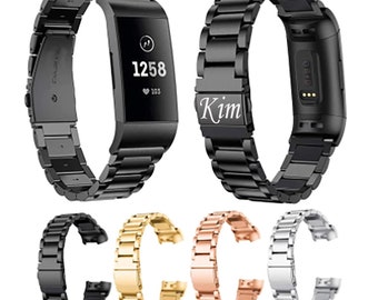 Fitbit Charge 3/4 Stainless Steel Metal Replacement Bands- Compatible with Fitbit Charge 3/ Fitbit Charge 4 / Fitbit Charge 3 SE