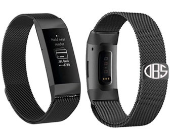 Milanese Fitbit Charge 3/4 - Metal Replacement Bands Compatible with Fitbit Charge 3/ Fitbit Charge 4 / Fitbit Charge 3 SE- Monogram Band-FM