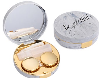 Be You Tiful Personalized Contact Lens Case Portable Contact Lens Case Kit with Mirror Bottle and Tweezers Container Holder- CL3