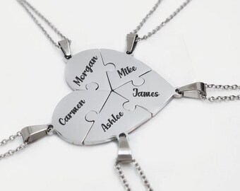 Four Piece Heart Puzzle Pendant Necklaces