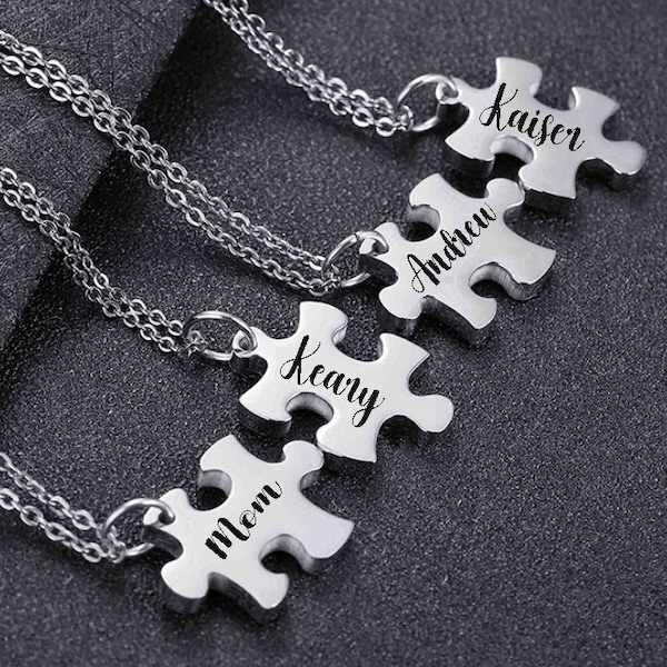 Custom Engraved Puzzle Necklace - Personalized Family and Friends Name Puzzle Necklace-Puzzle Pendant Necklace - GBA