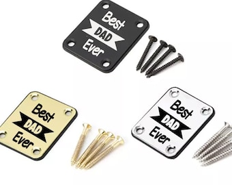Personalized Guitar Neckplate Electric Guitar Neck Plate with Screws, Guitar Neck Plate for Replacement Electric Guitar Part Best Dad Ever 2