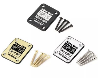 Personalized Guitar Neckplate Electric Guitar Neck Plate with Screws,Guitar Neck Plate for Replacement Electric Guitar Part When Sh!t Happen
