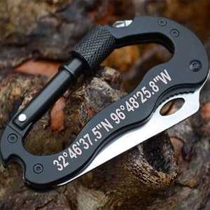 Climbing carabiner Custom carabiner Coordinates carabiner - Climbing carabiner - Customized carabiner -  Personalized Carabiner