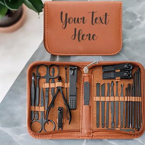 26 Piece Manicure set - Personalized Manicure Set - Leatherette Travel Manicure set - Stainless steel manicure set - Bridesmaid Gift