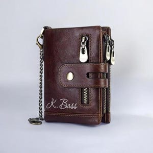 Billetera personalizada - Billetera de cuero plegable para hombre con bloqueo RFID - Billetera con múltiples compartimentos