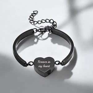 Cremation Bracelet-Urn Bracelet for Women-Urn bracelet for Ashes--Remembrance bracelet Laser engraved Urn bracelet-Heart shaped urn bracelet