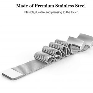 May include: A silver metal watch band with a mesh design. The band is flexible and durable, and it is made of premium stainless steel.