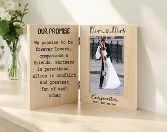 Personalized Wedding Gift, Custom Photo Frame, Laser engraved photo frame, Wood Photo Frame with Engraved Text, Personalized Picture Frame