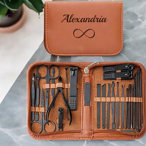 Manicure set - 26 Piece Manicure set - Personalized Manicure Set - Leatherette Travel Manicure set - Stainless steel manicure set - V2