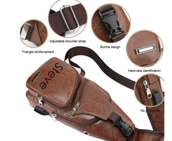  Tuoig Fashion Plaid Men Chest Bag Small Crossbody Belt Bags Man  Zipper Cross Body (Color : 1-Brown) : Clothing, Shoes & Jewelry