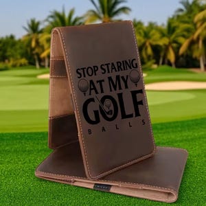 Personalized Leather Golf Scorecard Holder – Custom Engraved Golf Scorecard Cover, Yardage Book Holder Gift - A1