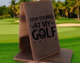 Personalized Leather Golf Scorecard Holder – Custom Engraved Golf Scorecard Cover, Yardage Book Holder Gift - A1