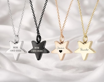 Star Cremation Urn Necklace, Memorial Keepsake Pendant