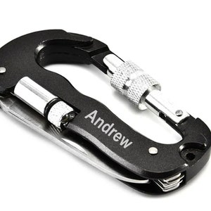 Engraved Carabiner- Multi-functional Knife Flashlight Climbing Carabiner-Mountain Climbing Name Carabiner- Coordinates Carabiner