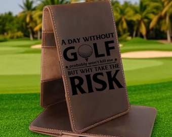 Personalized Leather Golf Scorecard Holder – Custom Engraved Golf Scorecard Cover, Yardage Book Holder Gift - A1