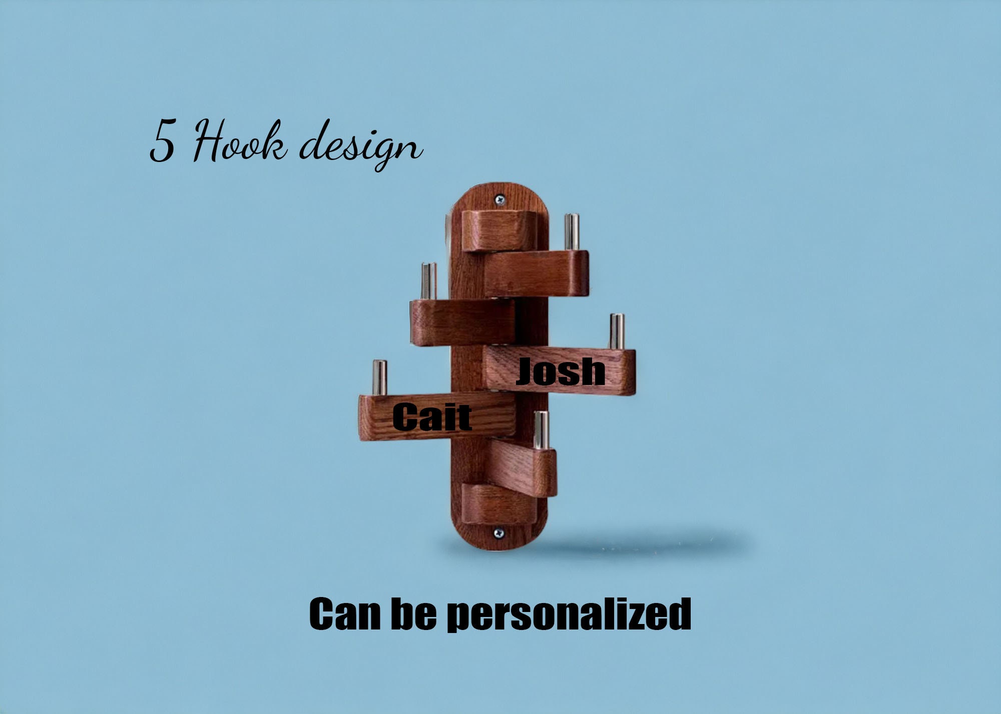 Walnut Coat Rack | Personalized Coat Rack | 5 Hook Swivel Coat Rack - Etsy