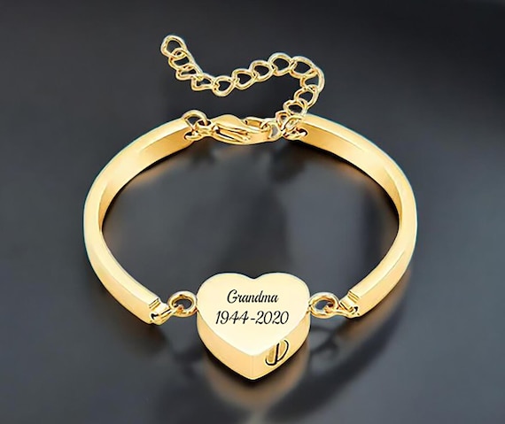 Urn bracelet for Ashes-Cremation Bracelet-Urn Bracelet for Women-Remembrance bracelet Laser engraved Urn bracelet-Heart shaped urn bracelet