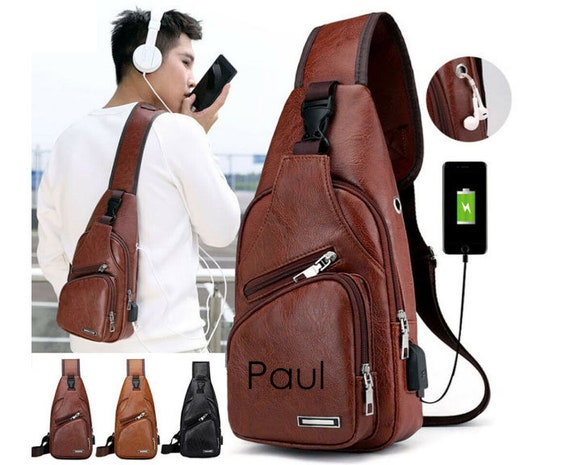  Tuoig Fashion Plaid Men Chest Bag Small Crossbody Belt Bags Man  Zipper Cross Body (Color : 1-Brown) : Clothing, Shoes & Jewelry