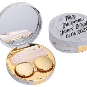 Personalized  Contact Lens Case Bridesmaid Gift Portable Contact Lens Case Kit with Mirror Bottle and Tweezers Container Holder- CL3