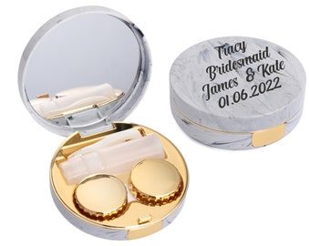 Personalized  Contact Lens Case Bridesmaid Gift Portable Contact Lens Case Kit with Mirror Bottle and Tweezers Container Holder- CL3