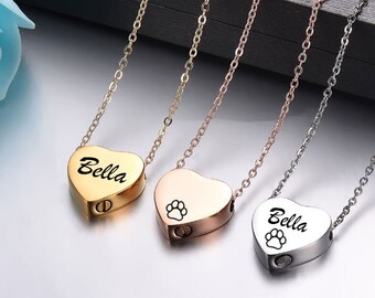 GBA Heart Shaped Human & Pets Urn Necklace-Custom URN Necklace-Keepsake Jewelry-Gold-Silver-Rose Gold URN Necklace- N8