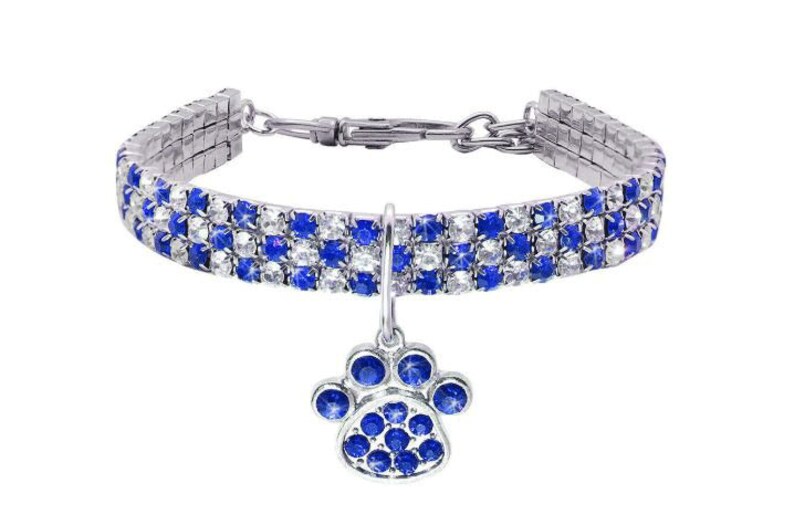 Bling Rhinestone Dog Necklace Collar Diamante & Paw Pendant Etsy