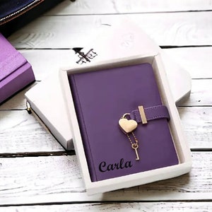 Purple Diary with Lock and Key for Girls & Women - Engraved diary with lock and key - Journal with lock - Lock key journal - Niece Gift