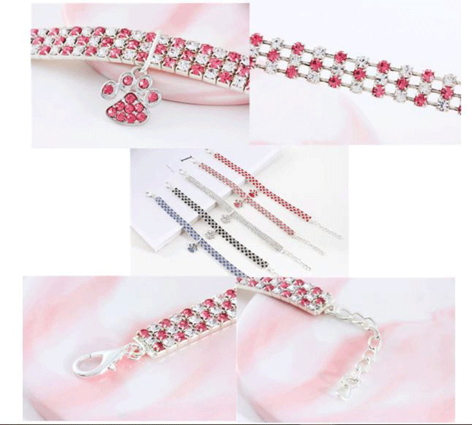 Bling Rhinestone Dog Necklace Collar Diamante & Paw Pendant Etsy