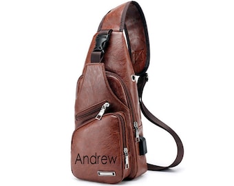 Shoulder Bag-Male Shoulder Bag-Men Chest Bag- Personalized Shoulder Bag - Unisex Shoulder Bag-USB Charging Sports Cross body Handbag