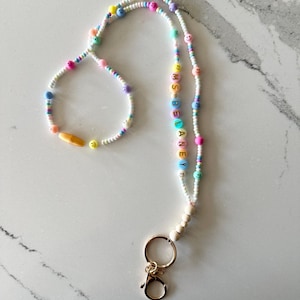 CUSTOM Teacher Lanyard Beaded Lanyard Bright Lanyard Para Lanyard Colorful Lanyard Teacher Gift Educator Lanyard Gift Personalized Lanyard