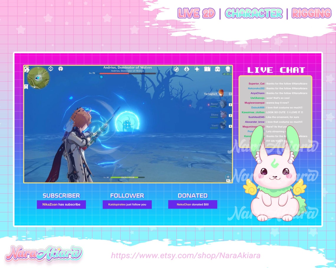 Fully Rigged Live2d Avatar Finished Bunny Pet Fantasy Vtuber Etsy