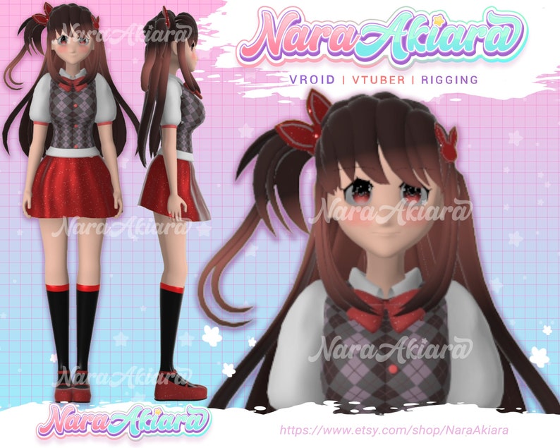 Ready 3D Vroid Vtuber Model Brown Hair Anime Girl Vtuber Etsy Canada