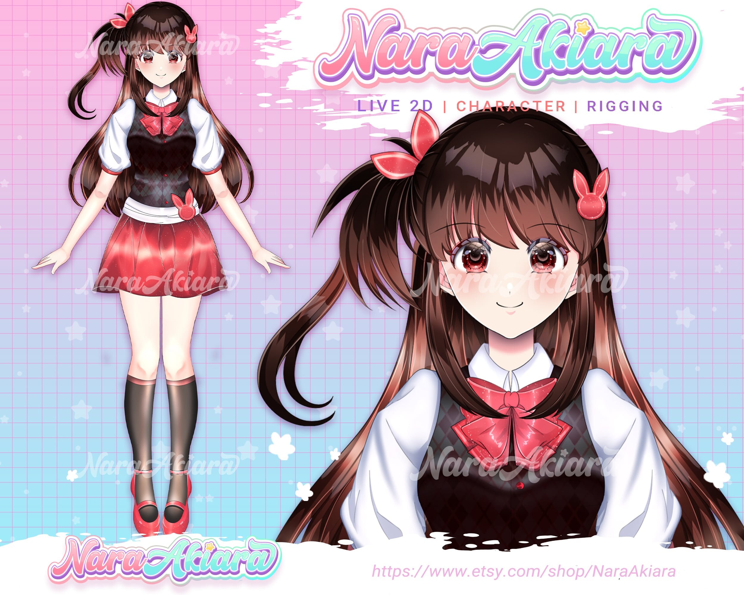 Ready Live2d Vtuber Model Brown Hair Anime Girl Rigging Etsy Australia