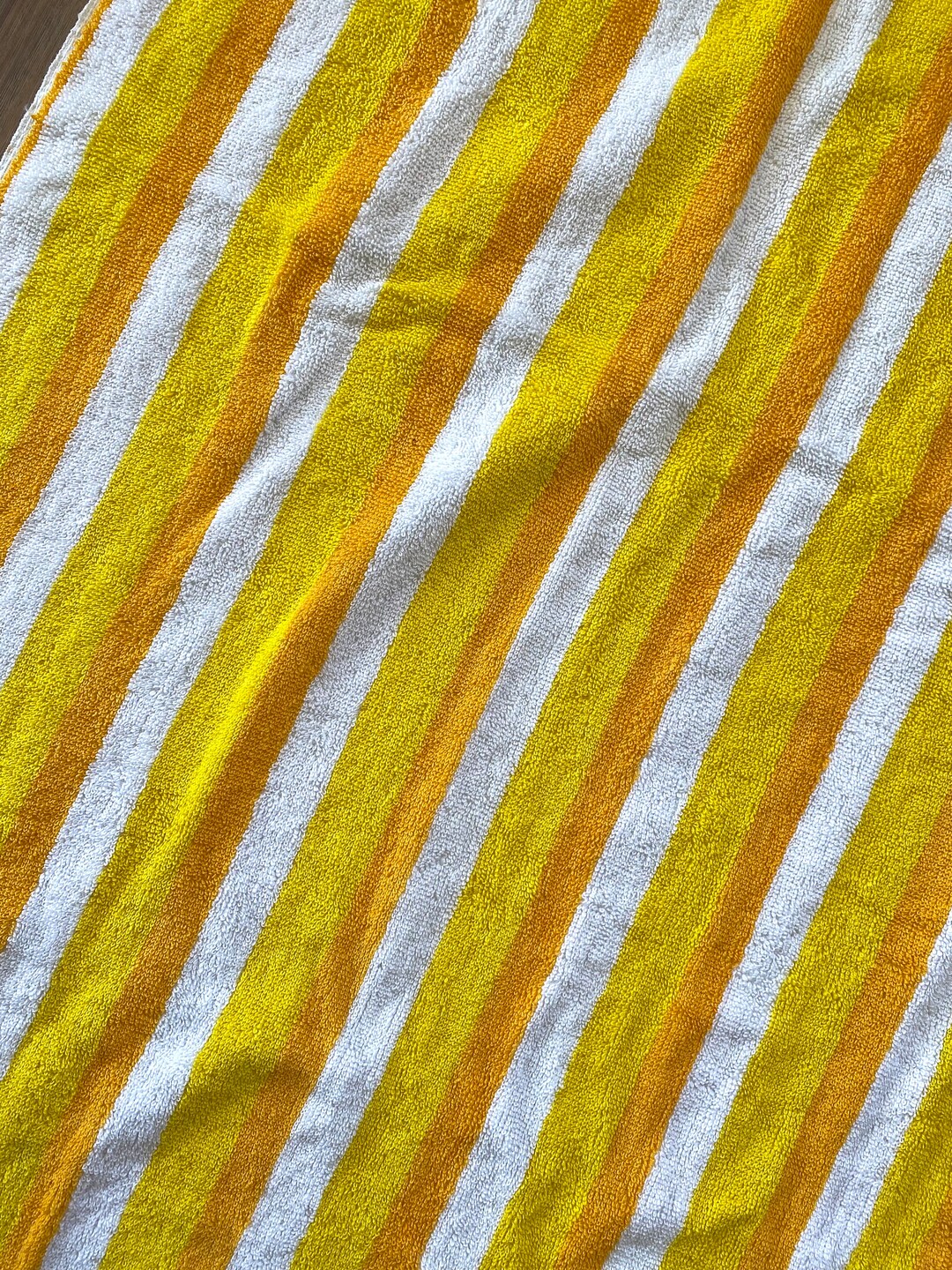 Vintage Nile Bright Yellow Orange & White Striped Bath Towel Etsy