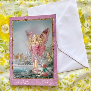 RARE Shirley Barbers Fairies Blank Greeting/Gift Card & Envelope | Art | The Fairy Queens Ruby Pendant