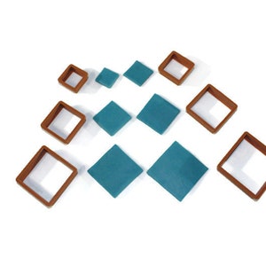 Polymer clay cutter set of 6 squares / geometric shapes | diy clay tools and accessories for handmade jewelry