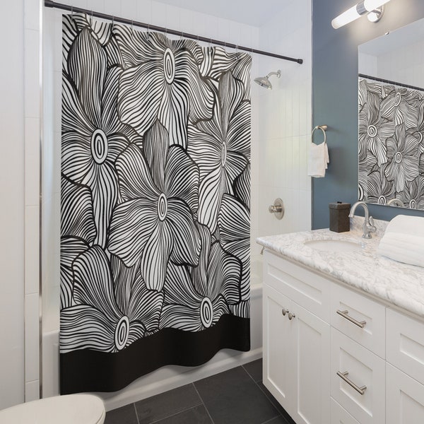 Black and White Shower Curtain Etsy