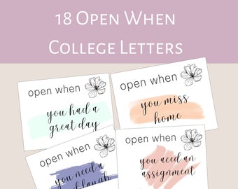 Open When Envelopes For College Students, Open When Letters College, Going Away To College Gift For Daughter, College Care Package