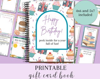 Libro de tarjetas de regalo de cumpleaños imprimibles, regalo de cumpleaños número 18 para chica, regalo de cumpleaños para hija, regalo para estudiante universitaria, tarjetero de regalo
